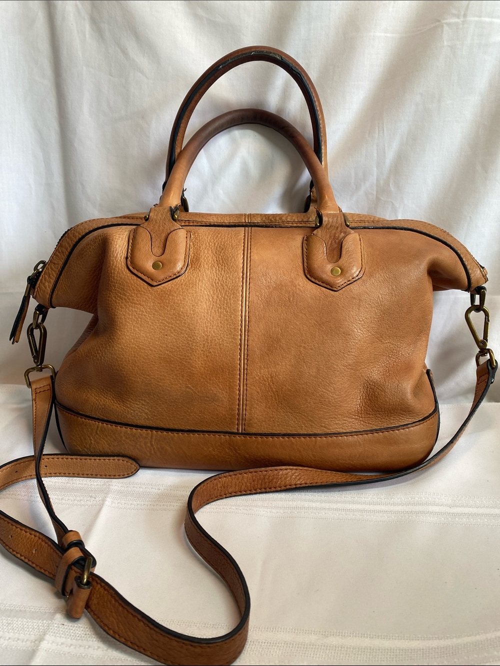 Madewell Tan Leather Satchel with Removable Strap